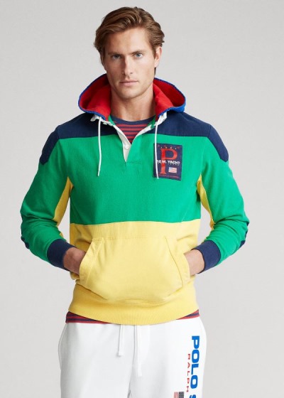 Polo Ralph Lauren Color-Blocked Hooded Rugby T Shirt Herre Danmark (HOCQS7605)